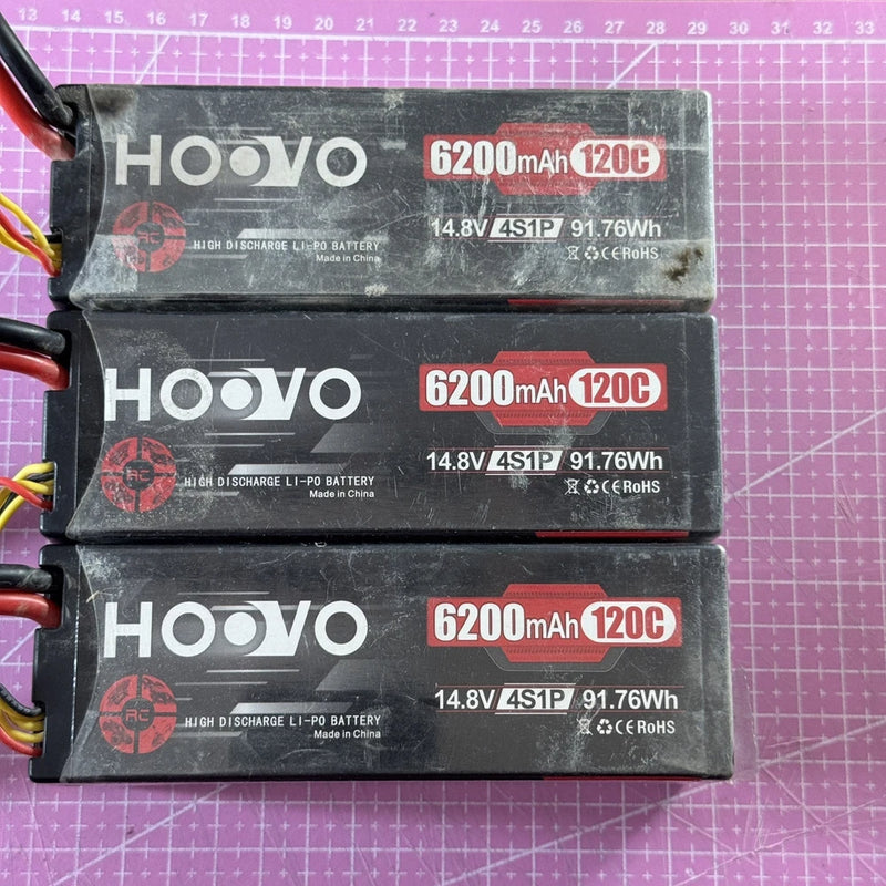 HOOVO 4S Lipo Battery 14.8V 6200mAh 120C Hard Case Pack w/ EC5 Traxxas Battery