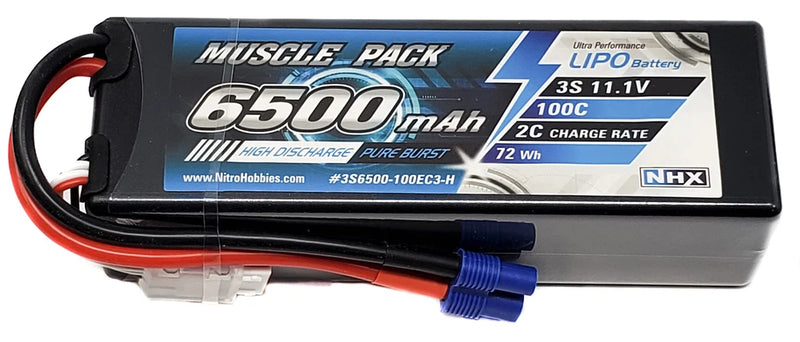 NHX Muscle Pack 3S 11.1V 6500mAh 100C Hard Case Lipo Battery w/ EC3 Connector Battery