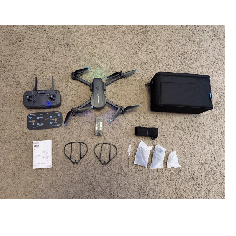 Foldable quadcopter drone kit with remote controller and carrying case