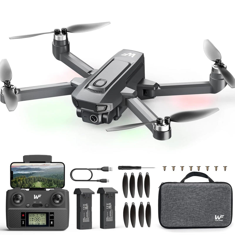 Foldable quadcopter drone with camera and GPS, with controller and propeller set