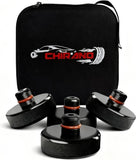 Black lifting jack pad set with five rubber pads and zip carry case