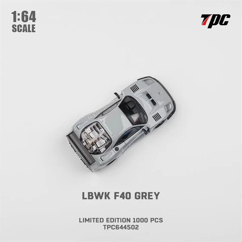 TPC 1:64 LBWK F40 Grey Diecast Model Car