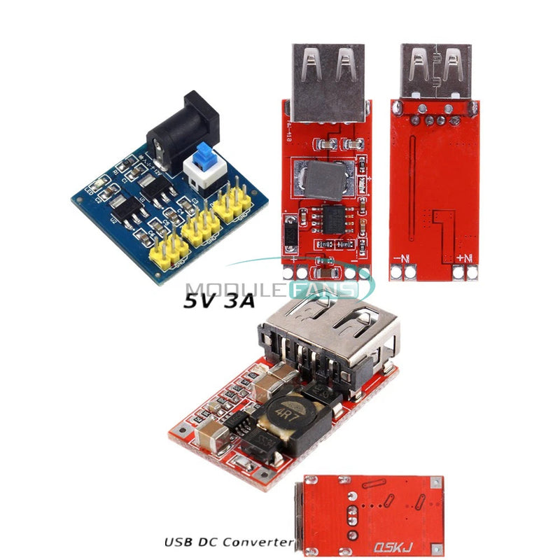 USB Charger 6-24V to 5V 3A DC-DC 5.5X2.1MM Buck Step Down Power Supply Converter