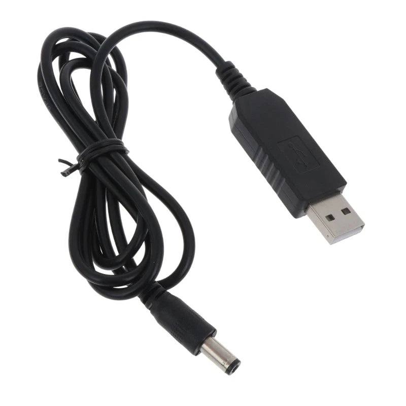 USB to DC adjustable voltage booster line with barrel connector cable