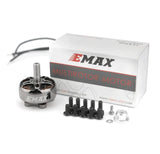EMAX brushless RC drone motor set with mounting hardware and box