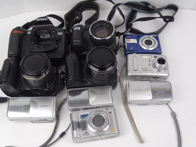 Lot Of 10 Various Digital Cameras For Parts Only As Is Fujifilm Nikon Olympus