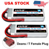2pcs HRB 4S 6000mAh Deans T 14.8V Lipo Battery for RC Drone Truck Airplane Boat