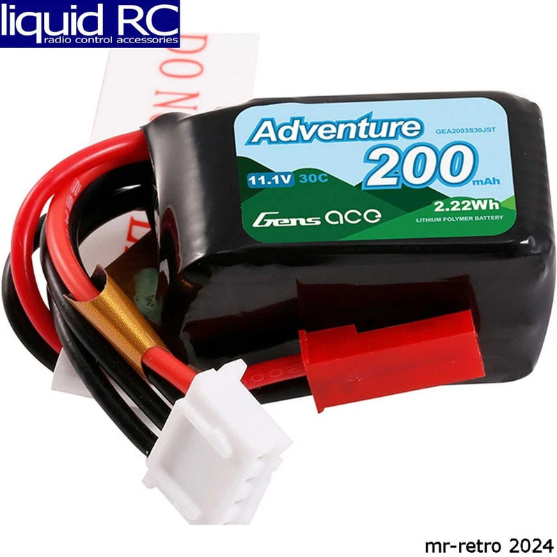 Gens Ace 2003S30JST Gens ace 200mAh 3S 11.1V 30C LiPo Battery Pack with JST Plug Battery