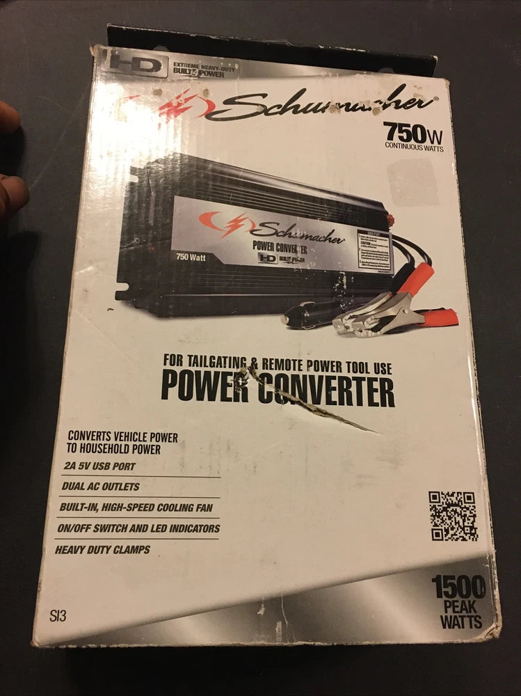 Schumacher 750 Watts Power Converter Extremely Heavy Duty 1500 Peak Watts