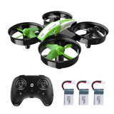 Holy Stone HS210 Green Drone for Beginners Indoor Outdoor 3D Flips 3 Batts Propeller