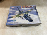Unassembled 1:72 plastic airplane model kit box with A-7K Corsair II artwork