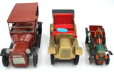 3 Tin Lithograph Antique 1915 Ford Model T Touring Cars 1 Battery Operated Japan Battery