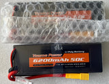2S Lipo Battery 7.4V 6200mAh 50C RC Battery Hard Case with XT60- Plug 2pcs