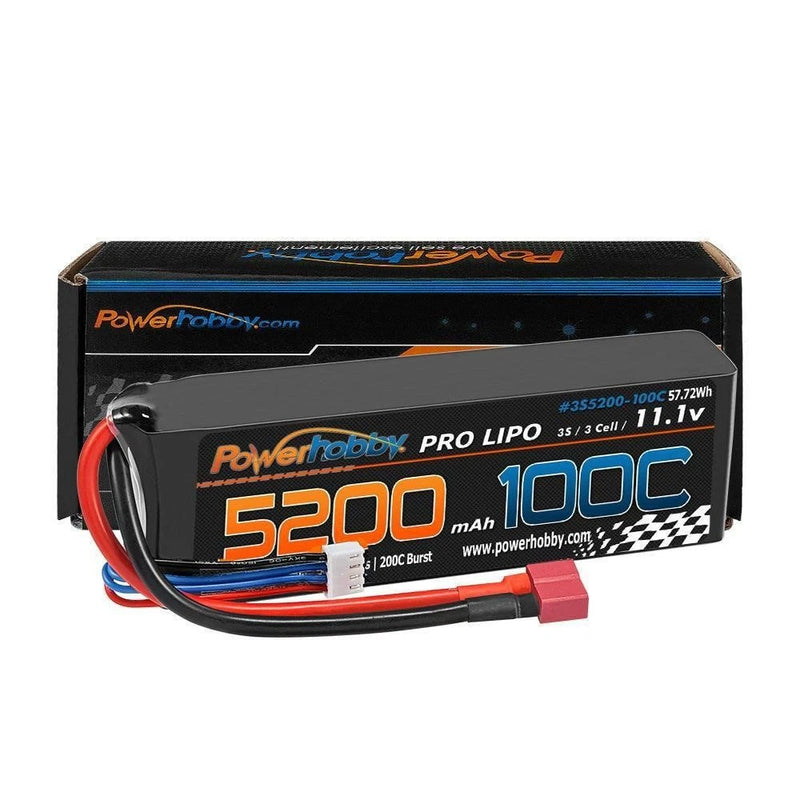 3S 11.1V 5200mAh 100C-200C Deans Lipo Battery Pack Powerhobby PHB3S5200100DEANS Battery