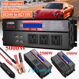 5000W Car Power Inverter DC 24V To AC 110V Sine Wave Solar Converter 3AC & 4USB