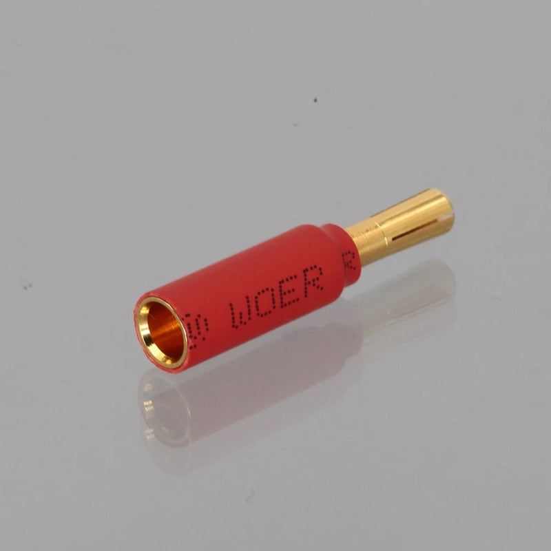 Red 4mm male to 5mm female bullet motor ESC adapter with gold connector tips