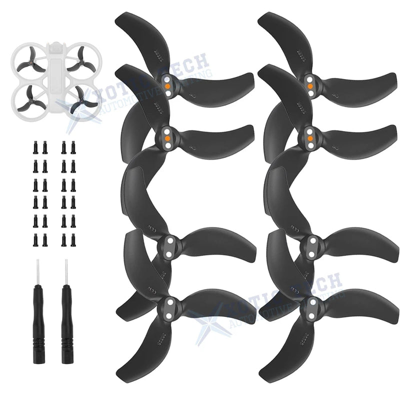 8Pcs Propellers RC Drone Wing Accessory Black Airscrew w/Screws For DJI Avata 2
