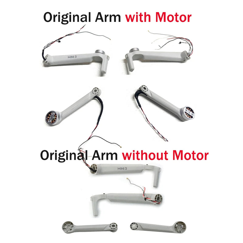 DJI Mini 3 motor arm and arm shell set, with and without motor, gray parts