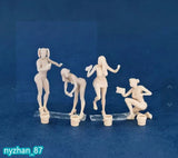1/64 4Pcs Wash Car Bikini Girl Scene Miniatures Figure Model For Car Vehicle Toy