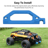 Blue aluminum RC servo mount bracket with two mounting holes
