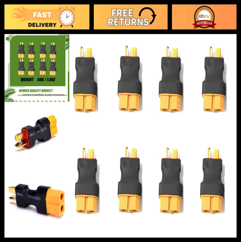8Pcs XT60 to Deans T Plug Connector Adapter for RC Car Boat Drone LiPo NiMH Batt Converter