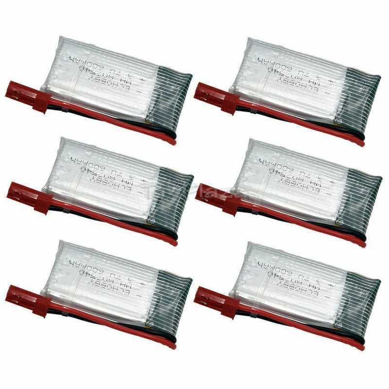 6PCS 600mAh 1S 3.7V 25C Li-PO Battery JST plug for RC Plane Helicopter FPV Drone