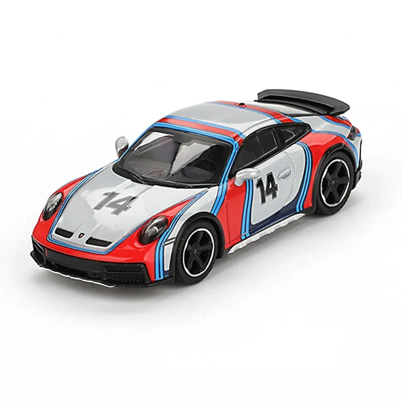 Mini GT 1:64 Diecast Model Porsche 911 Dakar #14 Ice Grey Metallic #964