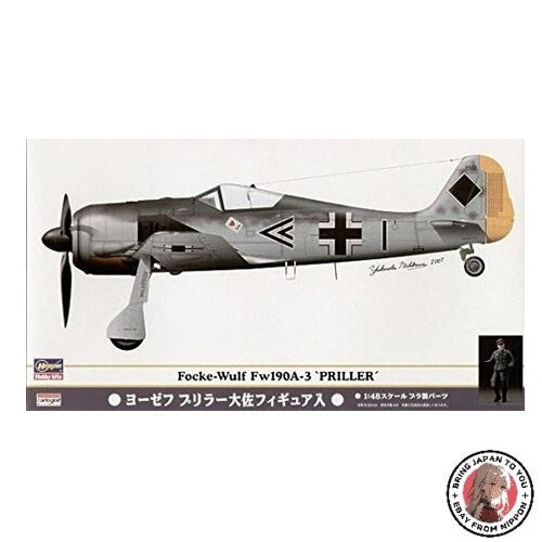 1/48 Focke-Wulf Fw 190A-3 Priller aircraft model kit, gray camouflage scheme