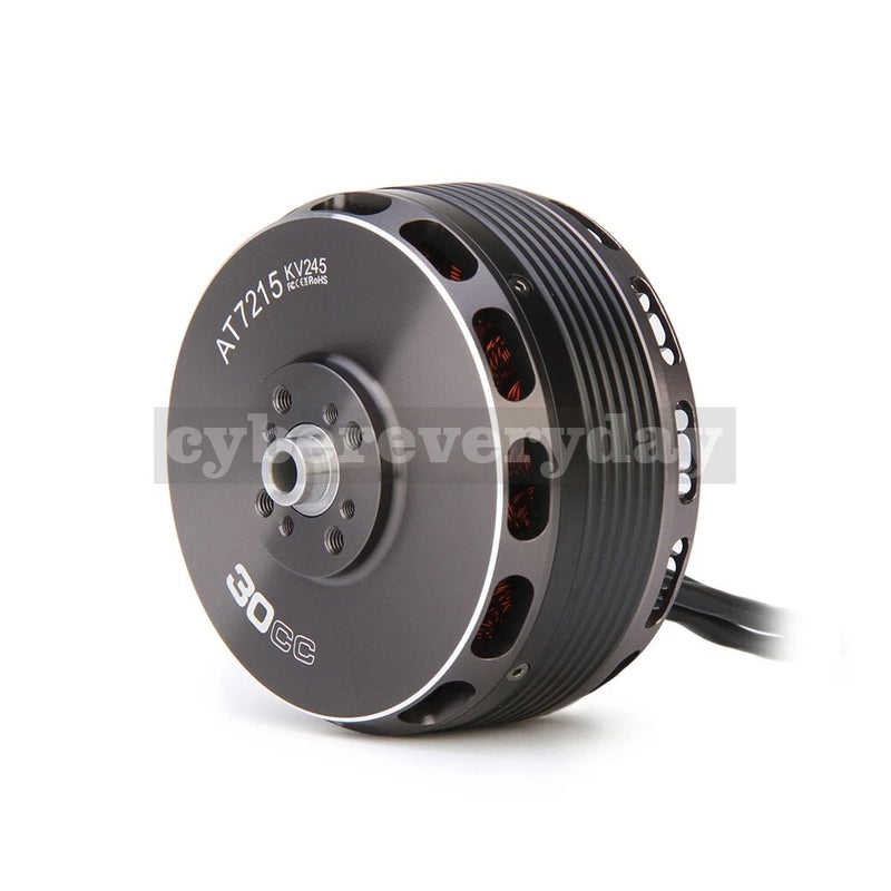 AT7215 brushless motor with finned housing, front mount, and attached wire leads