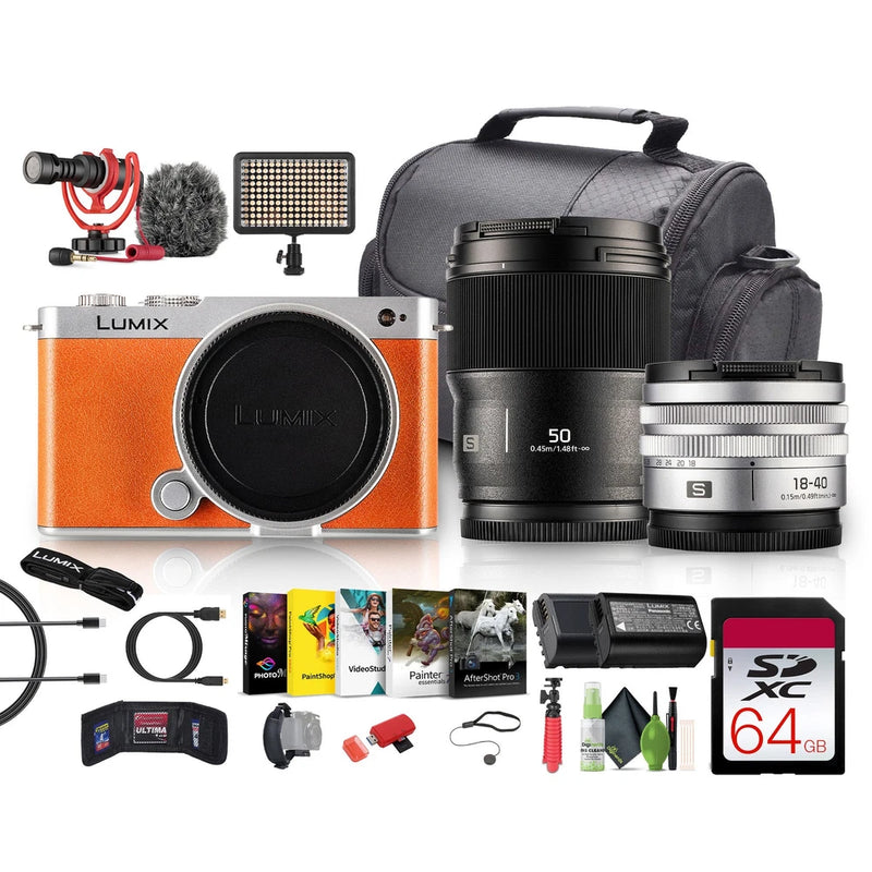 Panasonic Lumix S9 Mirrorless Camera 18-40mm & 50mm Lens Orange + Rode Mic