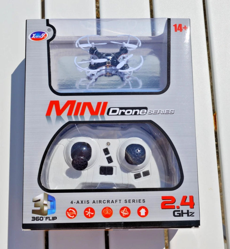 Mini 2.4GHz remote control quadcopter drone toy with LED gyro, in retail box