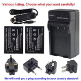 Rechargeable Li-ion battery and charger kit with plug adapters, black