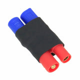 EC3 to HXT 3.5mm no-wire adapter, black body, blue plugs, dual red terminals