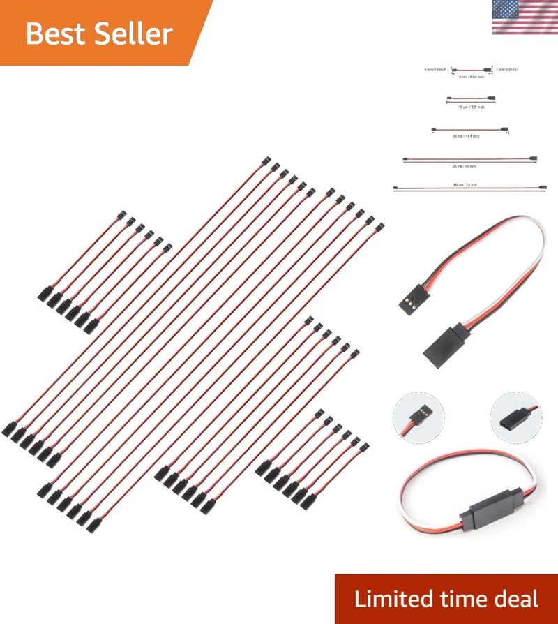 Versatile 30 Pcs 3-Pin Lead Wires - Ideal for Servo Extension & RC Applications Converter