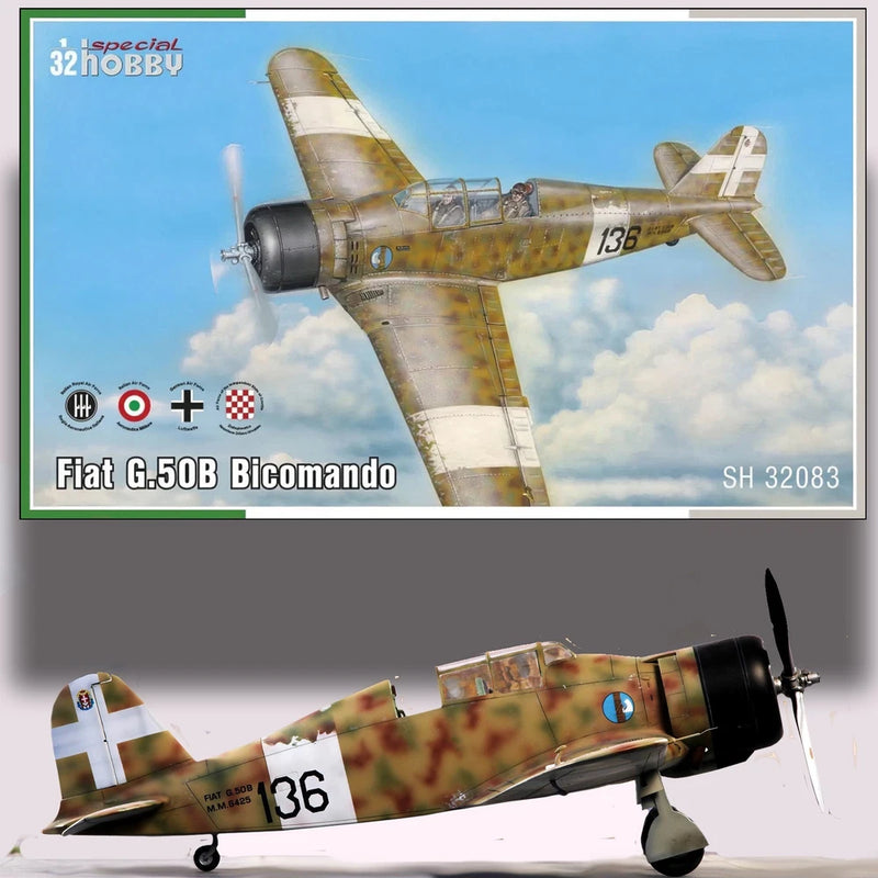 SPECIAL HOBBY 1/32 Fiat G.50B Bicomando model kit, camouflage biplane aircraft