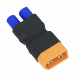 XT60 male adapter plug with EC3-style connector, no wires; orange tip, black body, blue grips