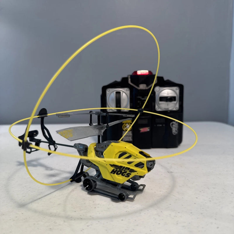 Yellow Air Hogs Heli Cage RC Helicopter With Front Lights For Repair/parts