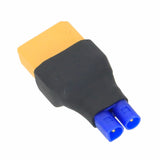 EC2 to XT90 adapter connector, black body with blue XT90 female ports