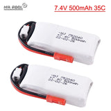 2pcs Lipo Battery 2S 7.4V 35C 500mah For RC Cars Toys Model Parts With JST Plug