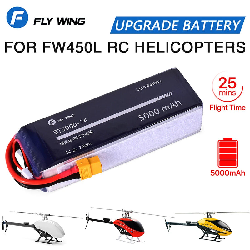 ACE Tattu 5000mAh 35C 14.8V Lipo Battery for FlyWing FW450 FW450L RC Helicopter