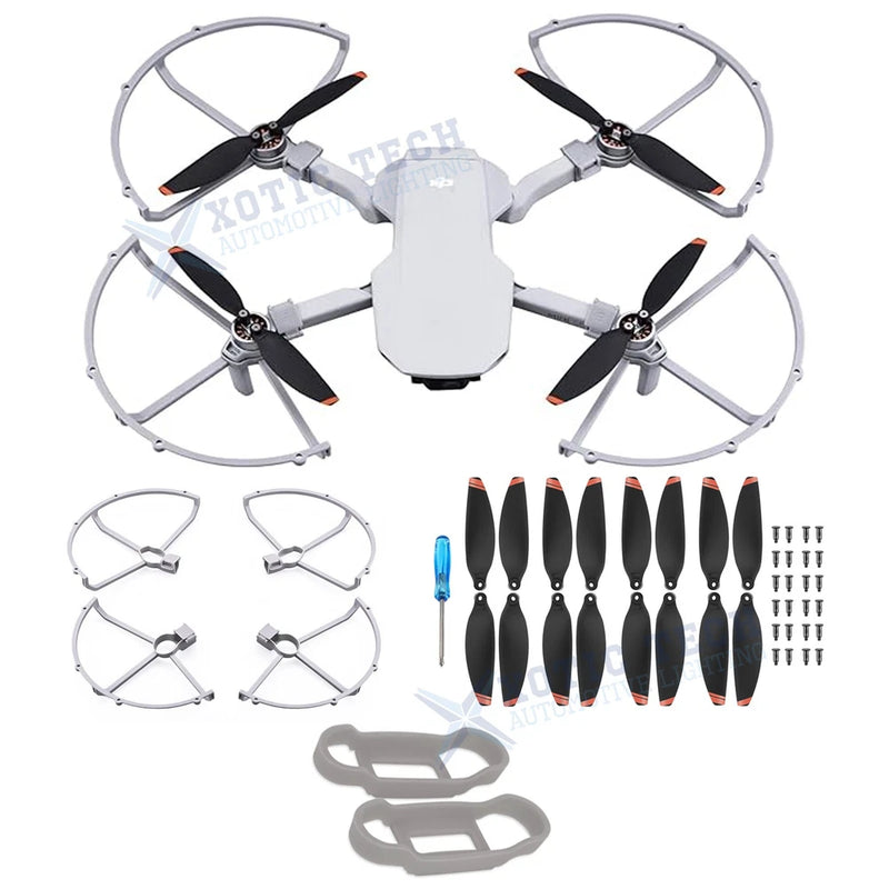Drone propeller protector kit with wing stabilizer covers, spare guards, screws and blades