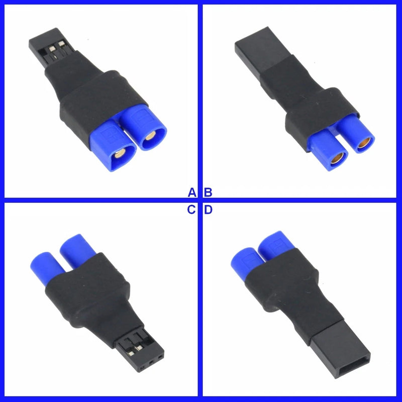 EC3 to JR Futaba battery adapter with black plug and blue female connector pair