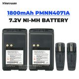 Ni-MH 1800mAh 7.2V portable radio battery pack with gold charging contacts, two-pack