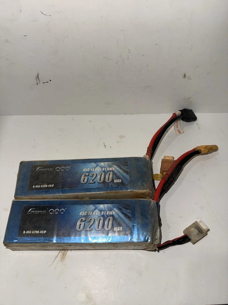 Gens Ace  4S LiPo Battery 45C 14.8v 6200mAh X2 Untested Battery