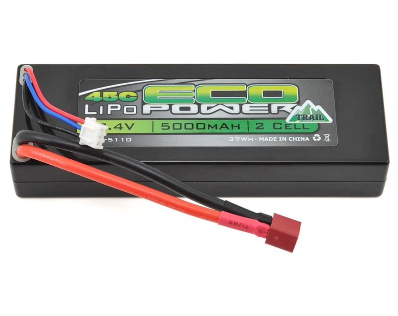 EcoPower "Trail" 2S 45C Hard Case LiPo Battery 7.4V/5000mAh T-Style Con ECP-5110 Battery