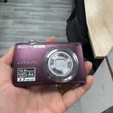 Nikon Coolpix S3000 Digital Camera 12.0MP 4xZoom w/ Charger Purple English
