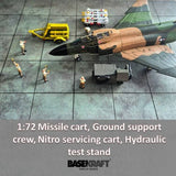 1/72 missile cart with ground support crew figures, nitro servicing cart, hydraulic stand