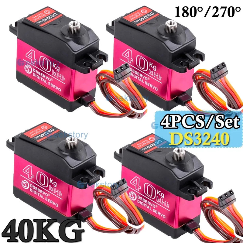 4PCS DS3240 40KG 180/270 Digital Servo Set  Metal Gear for 1/8 1/10 RC Car US