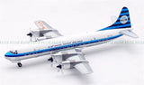 Blue and white KLM airplane scale model with four engines and landing gear