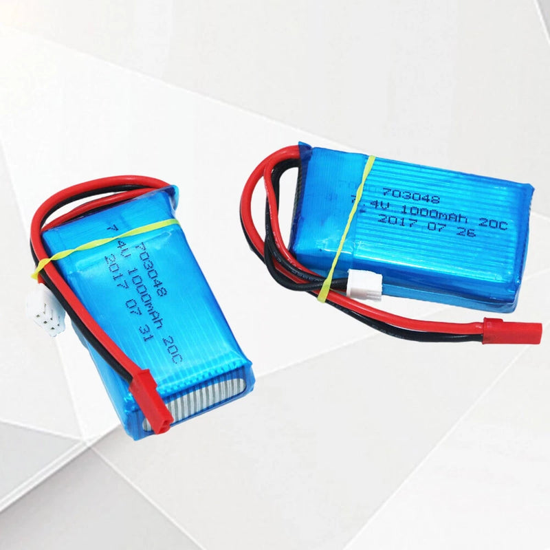 2x Rc 7.4V 1000mAh 20C 2S Li-Po Battery for WLtoys V262 V353 V912 Helicopter 1Vb Battery